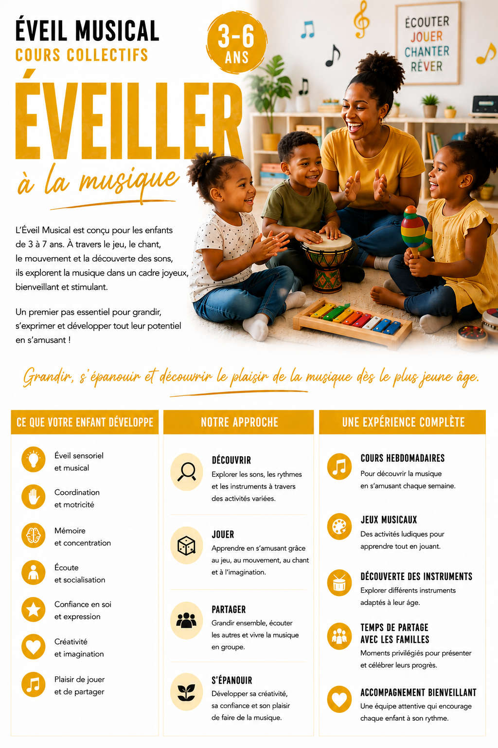 Plaquette cours collectif Éveil musical — CRESCENDO
